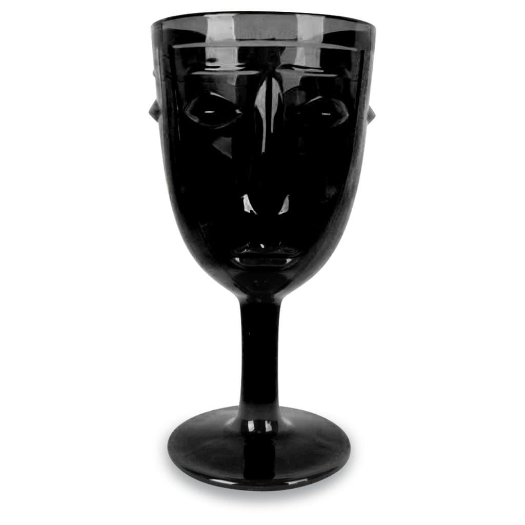 verre visage a vin noir 1