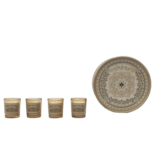 coffret 4 bougies bandana beige jasmin