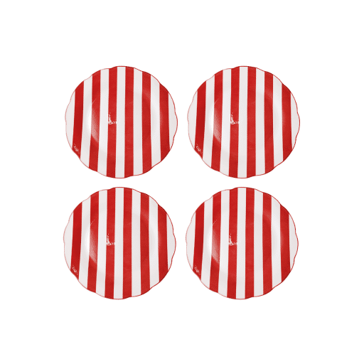 set de 4 assiettes rayees dessert trattoria rouge