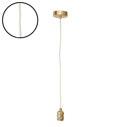 suspension douille dore coton blanc