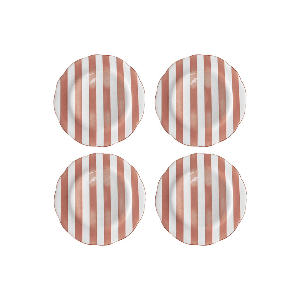 set de 4 assiettes rayees dessert trattoria rose p