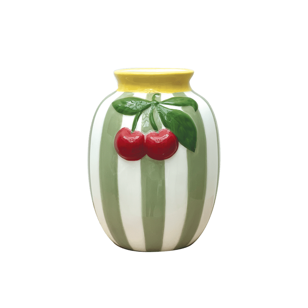 vase cerise raye kaki