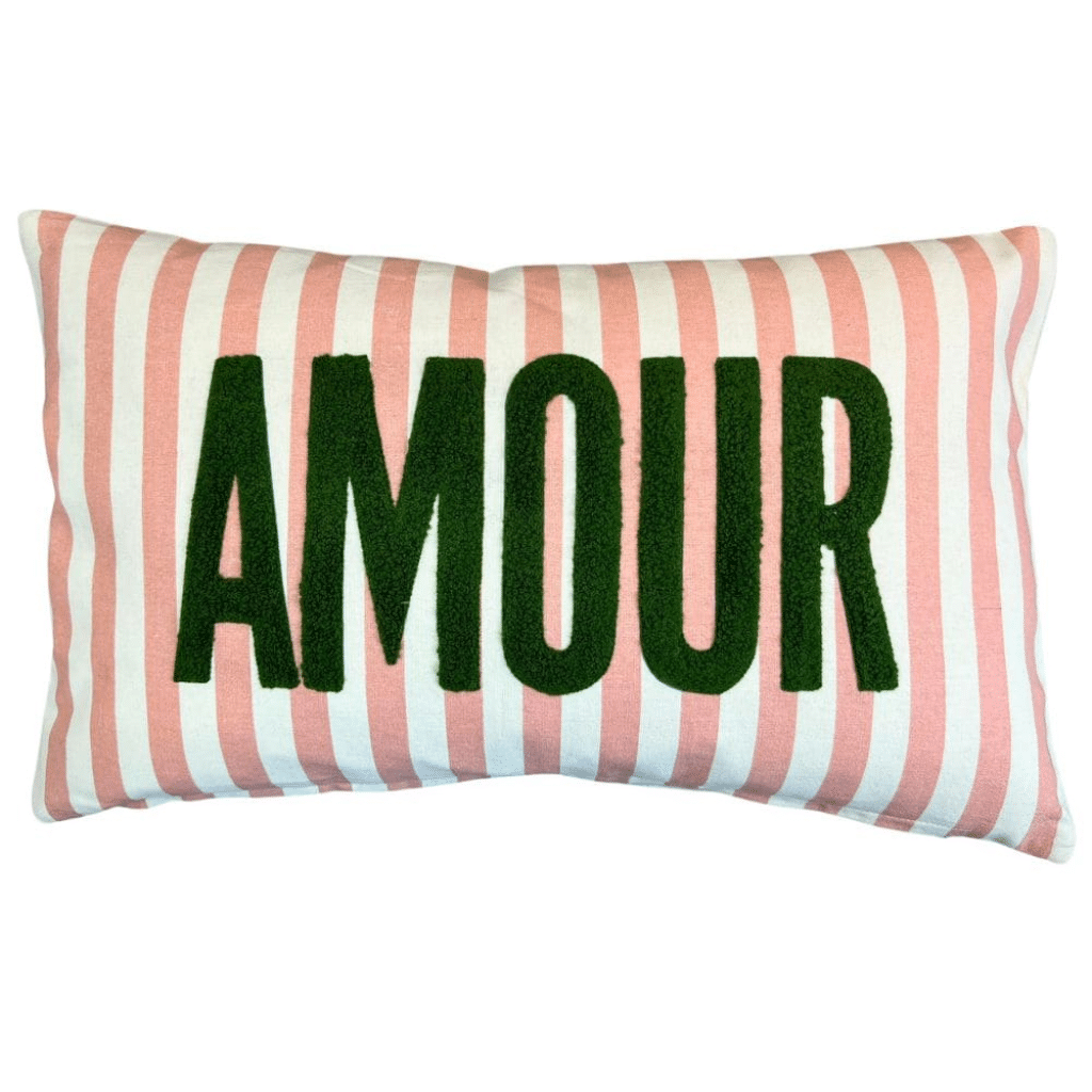 coussin amour rayure 30x50 cm