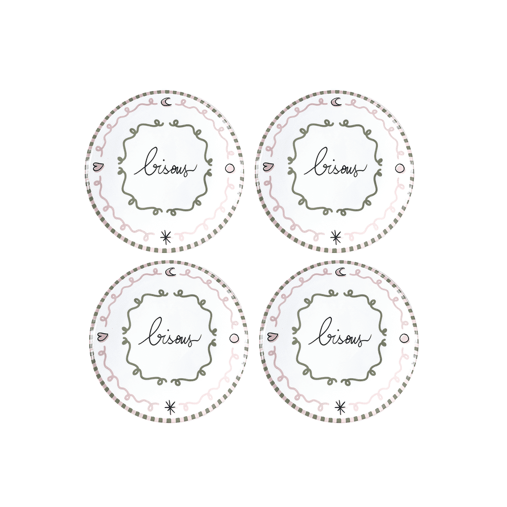 set de 4 assiettes dessert bisous