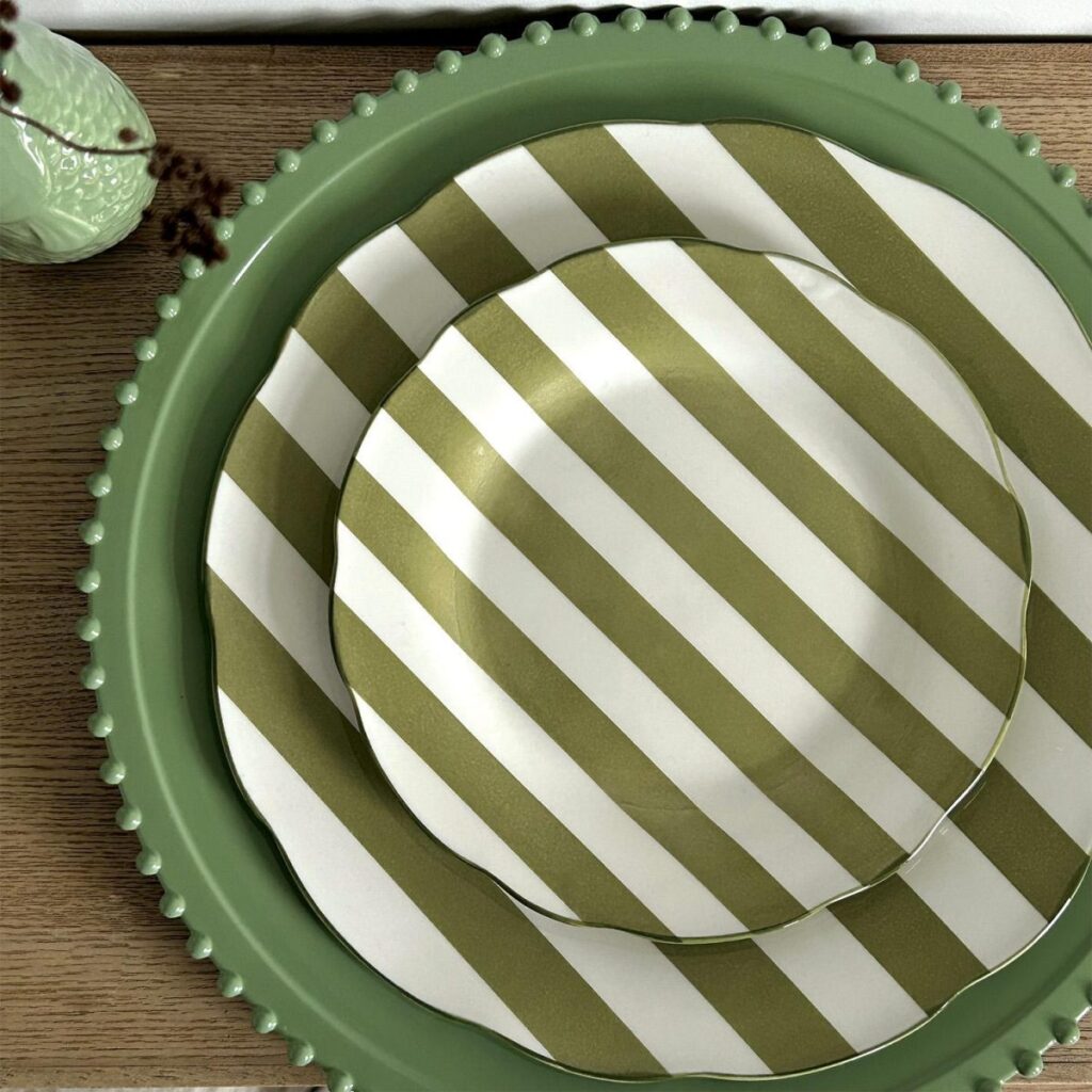 set de 4 assiettes rayees dessert trattoria kaki