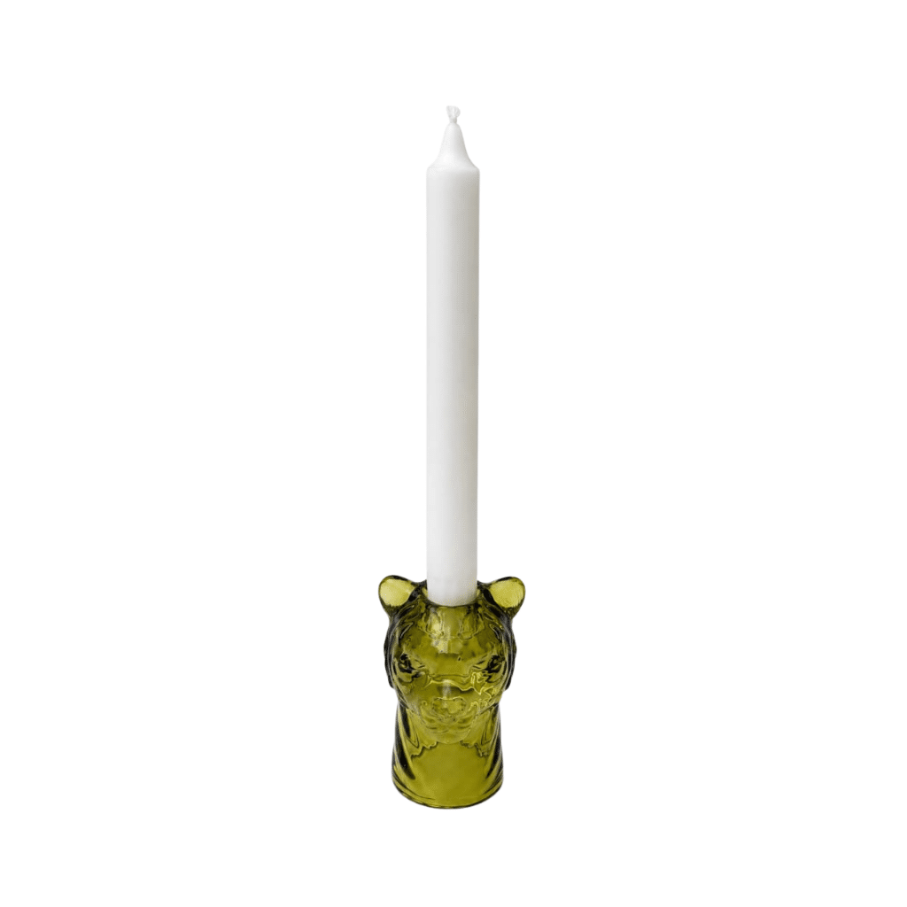 bougeoir lion olive