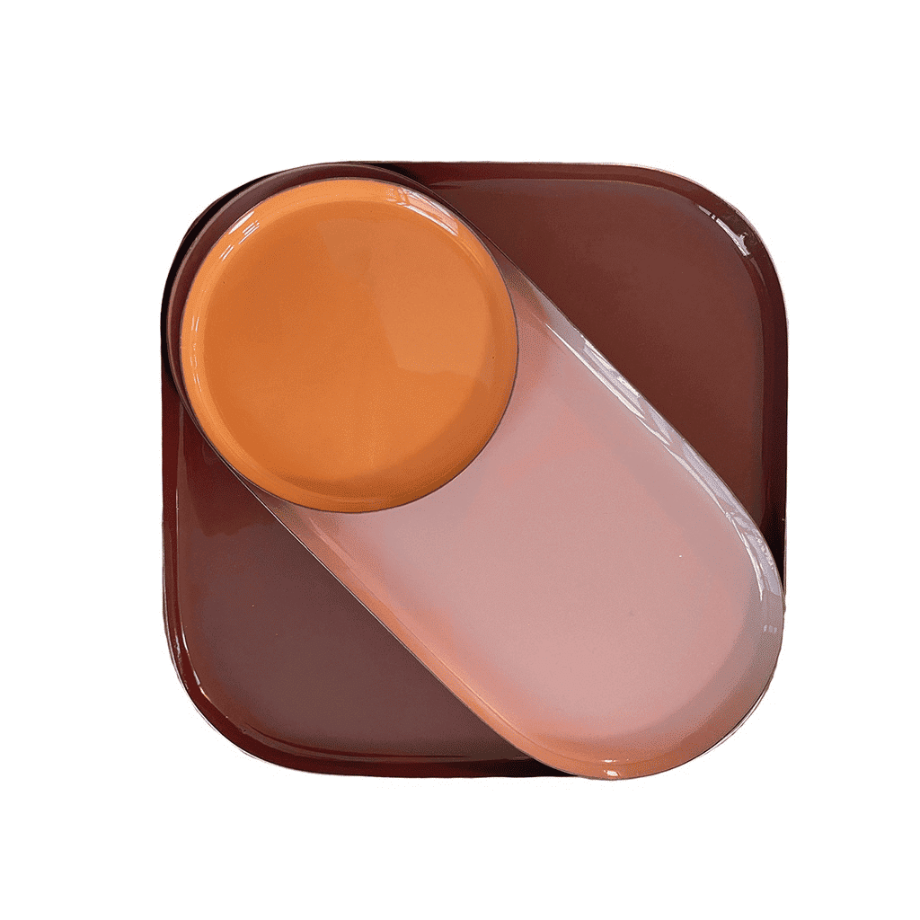 set de 3 plateaux emaille orange