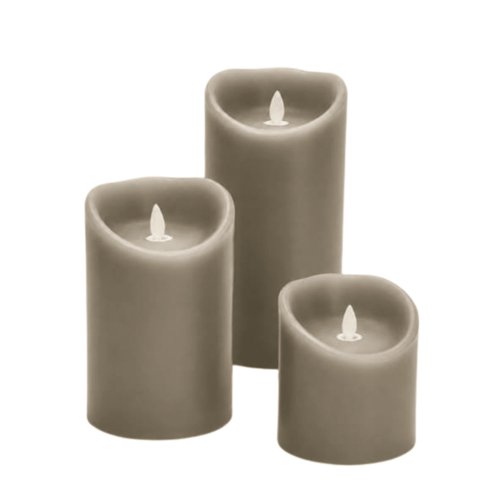 coffret de 3 bougies led gris