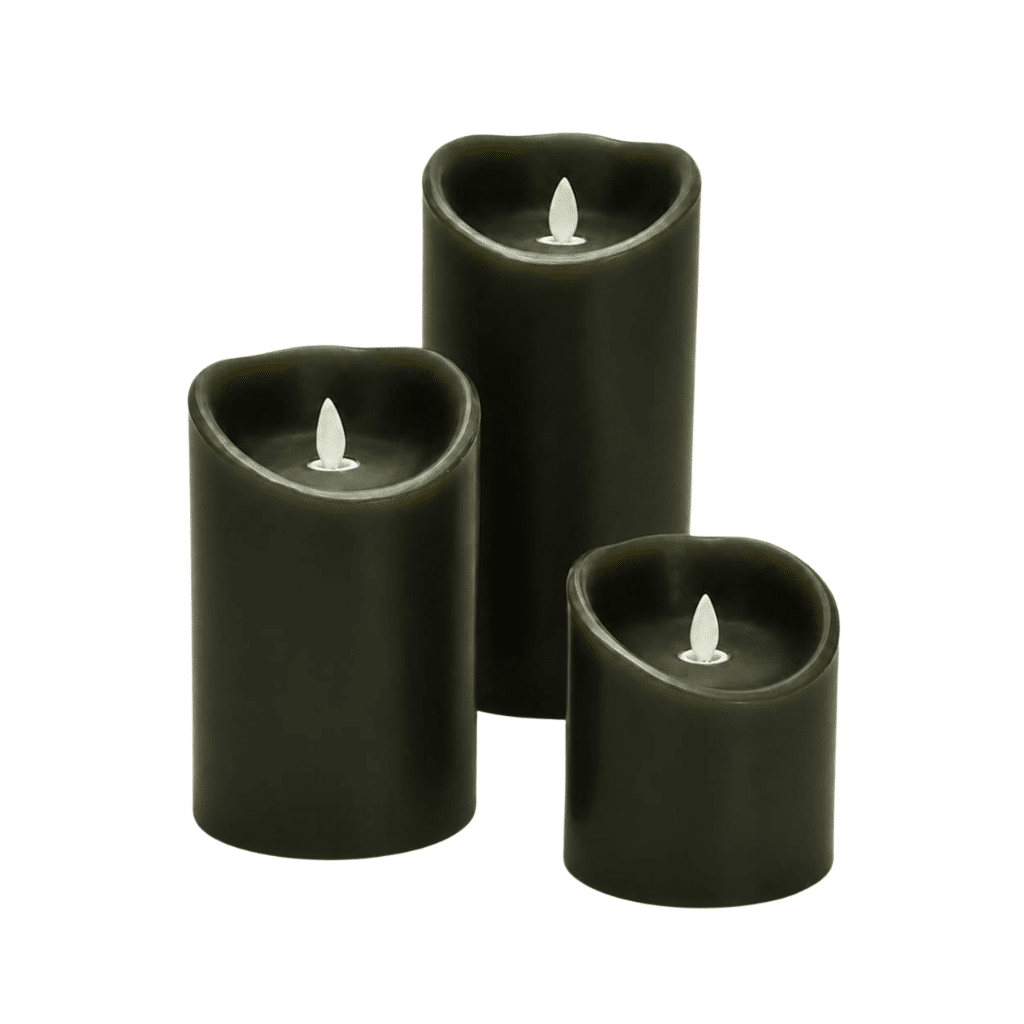 coffret de 3 bougies led kaki