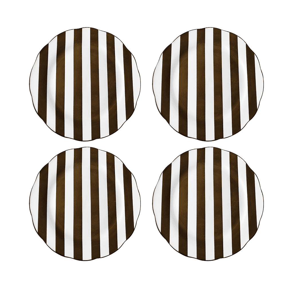 set de 4 assiettes rayees trattoria brun