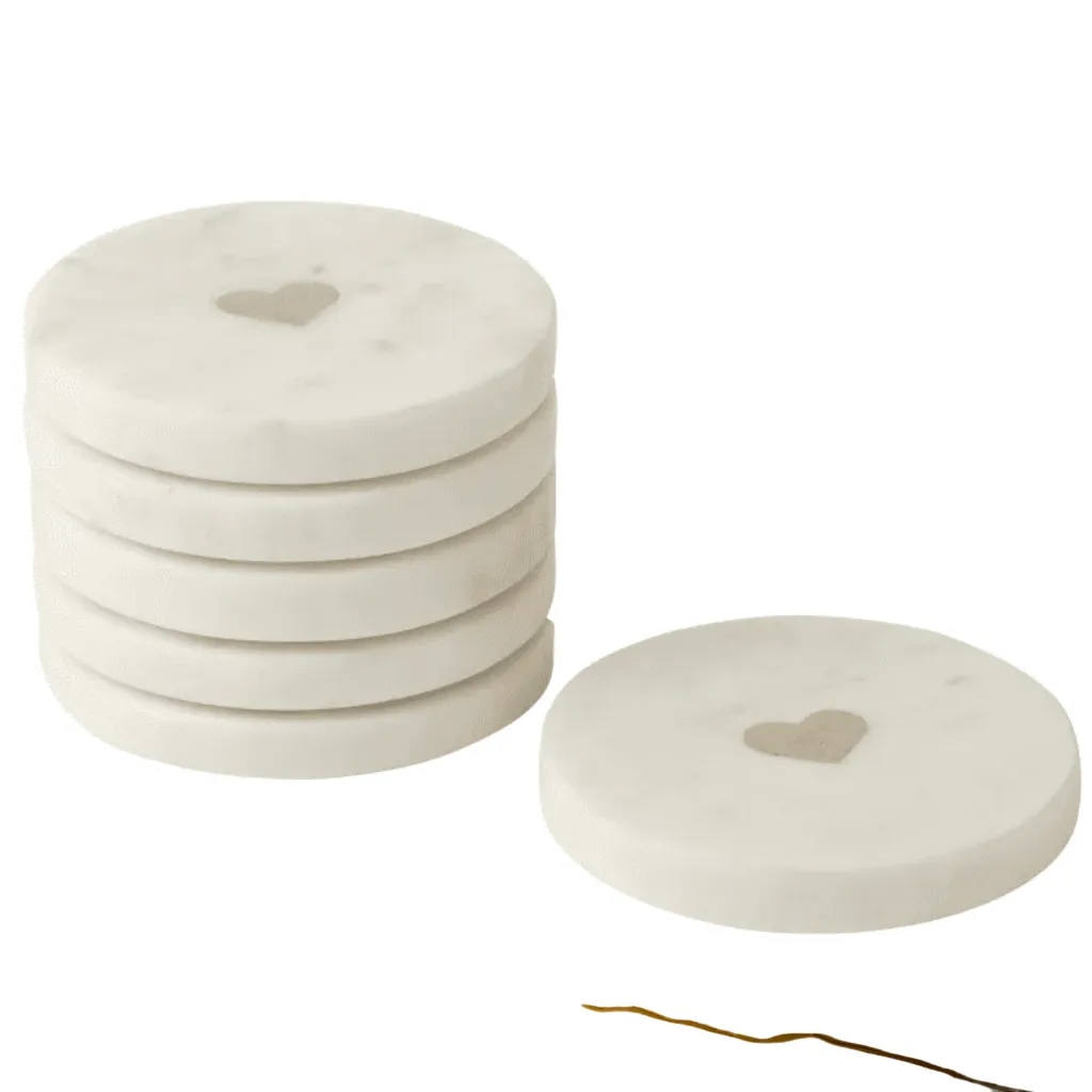 set de 6 dessous de verre coeur